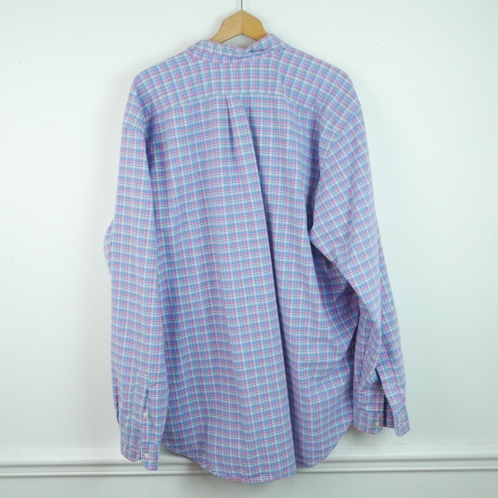Ralph Lauren 2XLT Button Down Shirt Flesh Pony Long Sleeve Pastel Plaid Preppy - Picture 6 of 6